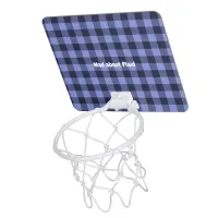 Buffalo Plaid Blue & Black Monogram Simple | Mini Basketball Hoop