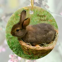 Cute baby rabbit - easter bunny ceramic ornament