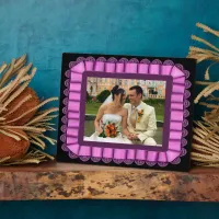 Personalize Wedding Photo Purple Lace Ribbon Frame