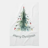 Minimalist Watercolor Christmas Tree Kitchen Towel