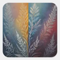 Beautiful multi colored ice crystal feathered  square sticker