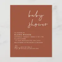 Budget Terracotta Neutral Baby Shower Invitation