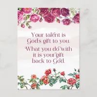 Gods Gift Is Your Talent Pretty Red Purple Roses Postcard