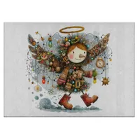 Quirky Christmas Angel Modern Art Style Cutting Board