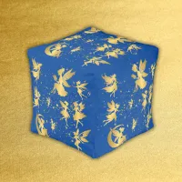 Gold Fairies with Pixie Dust on Blue | Pouf