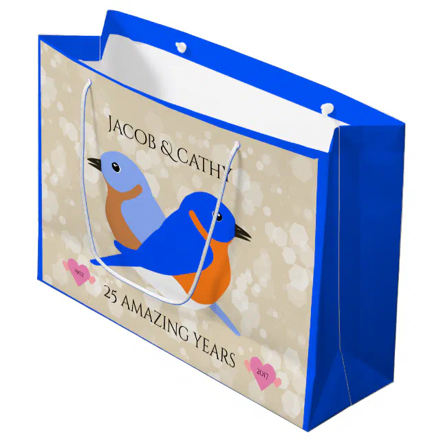 Beautiful Bluebirds: Any Anniversary Year Large Gift Bag