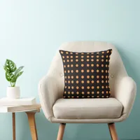 Orange and Black Polka Dot Pattern Throw Pillow