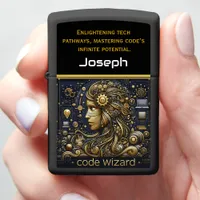 A Golden Portrait of a Code Wizard at Work Zippo Lighter