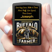 Buffalo Farmer Stands Proudly With Majestic Bison Zippo Lighter