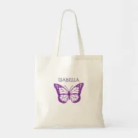 Personalized Purple Butterfly Tote Bag