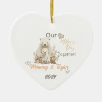 Polar Bear & baby, Our First Mother's Day Together Ceramic Ornament