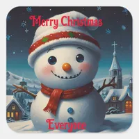 Festive Snowmen Winter Joy Square Sticker