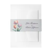 Romantic and Poetic Pastel Tulips Watercolor Invitation Belly Band