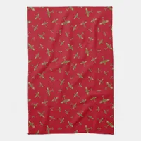 Red Spitfire Warplane Patterned Kitchen Towel