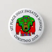 1st Place Winner Ugly Sweater Contest Prize   Button