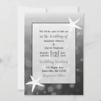 Black Bubbles Starfish Beach  Wedding Invitations