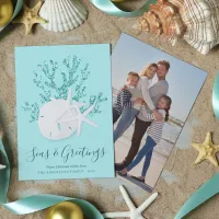 Sand Dollar Starfish Seas & Greetings Christmas Holiday Card
