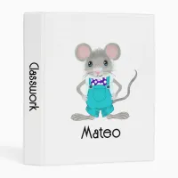 Cute and elegant little mouse white bg us spin mini binder