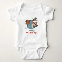 Lazy Sloth Christmas  Baby Bodysuit