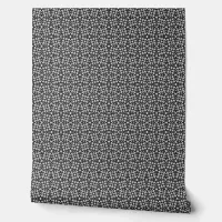 Small-Scale Black/White Abstract Geometric Mosaic Wallpaper