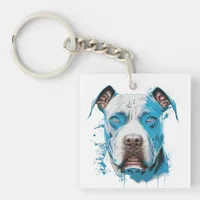 White Pitbull with Blue Eyes | Pitbull Dad Keychain