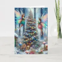 Magical Fairies and Elves Christmas Tree Card