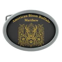 Gold Bison Among Flowers Belt Buckle