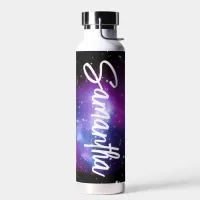 Black Purple and Blue Celestial Photo Personalized Water Bottle