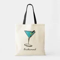 chic aqua martini tote bag