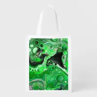 Green Digital Fluid Marble Art Grocery Bag