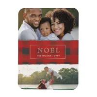 Red Buffalo Plaid Gold Frame NOEL Multiple Photo Magnet