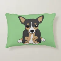 Chihuahua Cute Tri-Color Chihuahua Sage Accent Pillow