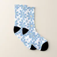 Blue Floral Pattern - Printed Socks