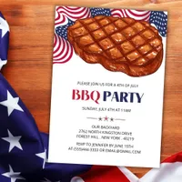 BBQ Meat Steak Patriotic 4th Of July Party Invitation