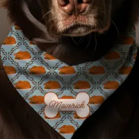 Thanksgiving Turkey Dinner Blue Dog Name Bandana