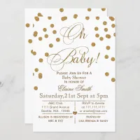 Glitter white and gold baby shower invitation