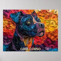 Cane Corso Quilling Art Dog Portrait Poster