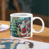 Santa Claus and His Reindeer Bearing Gifts Two-Tone Coffee Mug