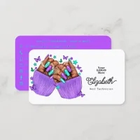 Turquoise and Purple Nail Salon Branding Design Business Card