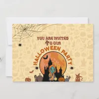 Spooky Halloween Party Invitation with Cute Ghost