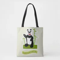 Happy  Panda-monium Panda Bear Cartoon Tote Bag