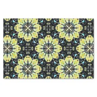 Yellow & Black Stylish Floral Geometric Pattern Tissue Paper