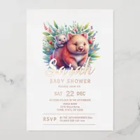 Wombat Baby Shower Foil Invitation