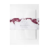 Modern Marble Glitter Wedding Burgundy ID816 Invitation Belly Band