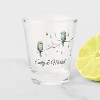 Rustic Woodland Love Birds Celebration Shot Glass