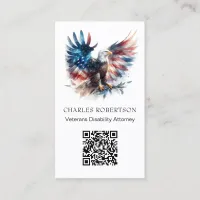 *~* AP16 - QR  Photo American Flag Bald Eagle Business Card