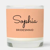 Bridesmaid Gift Monogrammed Elegant Pretty Peach Scented Candle