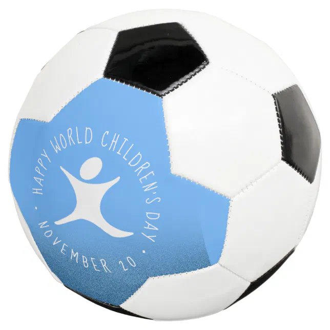 Happy World Children's Day Blue Glitter Soccer Ball