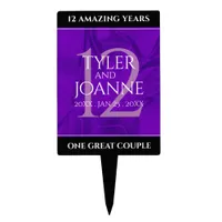 Elegant 12th Silk Wedding Anniversary Celebration Cake Topper