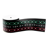 Folk Art Nordic Black Merry Christmas Grosgrain Ribbon